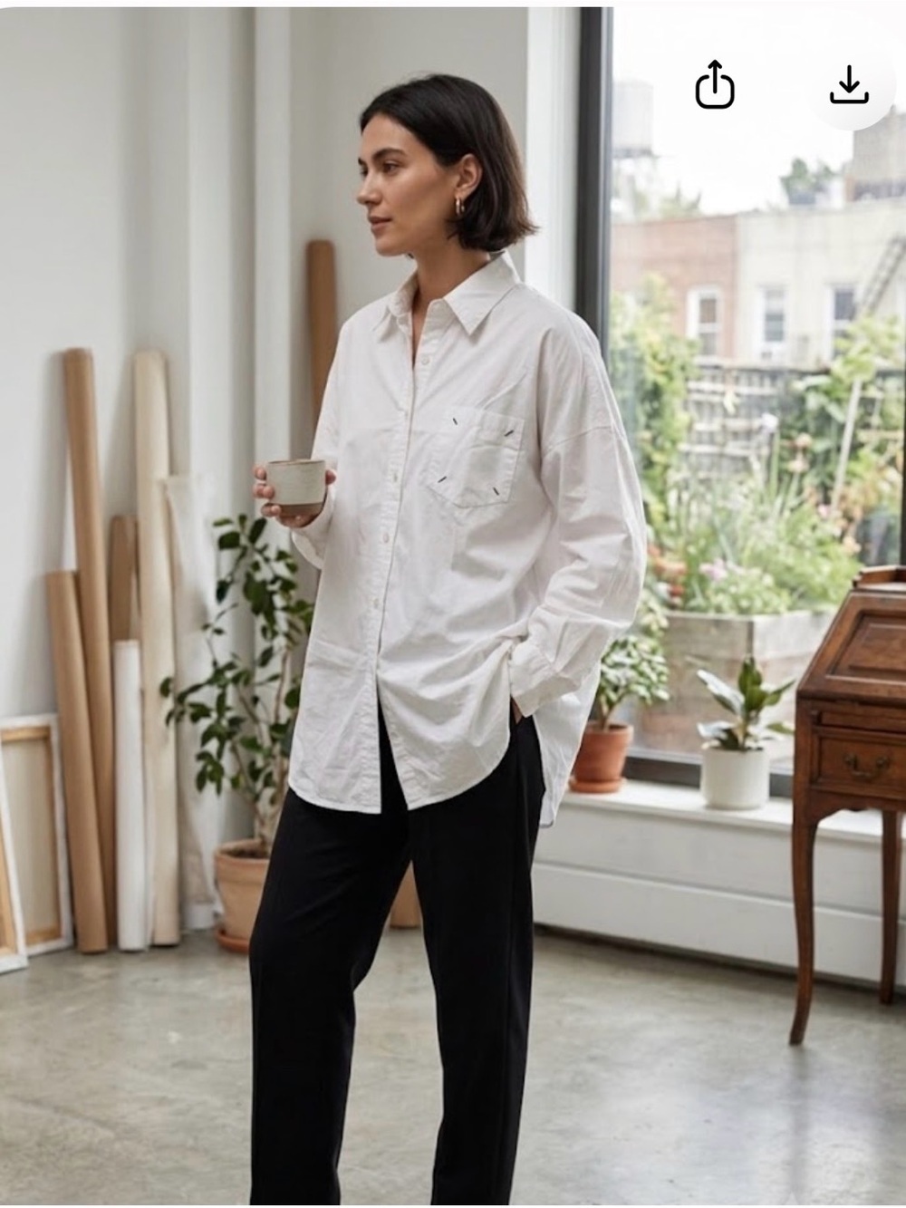 Maison Margiela SS20 White Oversized Graphic Numeric Back Button Down Shirt Sz 1